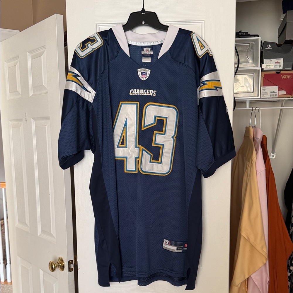 Reebok Navy and White Football Jersey